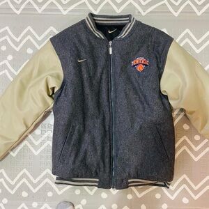 Nike knicks vintage letterman leather jacket reversible